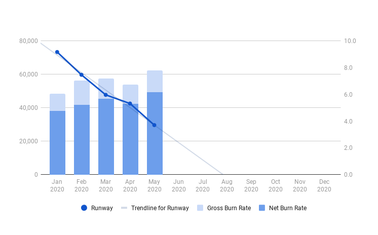 Example of burn rate & runway chart